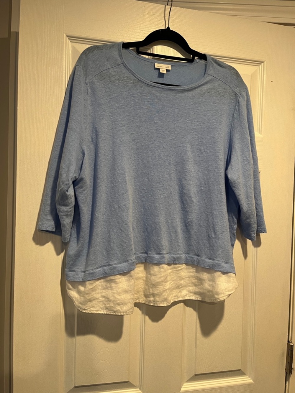 J. Jill Light Blue and White Layered Top
